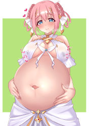  1girl absurdres highres lactation lactation_through_clothes pink_hair pregnant princess_connect! princess_connect! yui_(princess_connect!)  rating:Questionable score:51 user:aaa