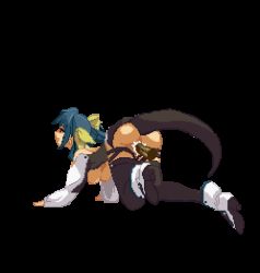 1girl all_fours animated animated_gif arc_system_works blue_hair bouncing_breasts breasts disembodied_penis dizzy_(guilty_gear) doggystyle guilty_gear hair_ribbon hanging_breasts large_breasts lowres m.u.g.e.n open_clothes open_mouth open_shirt penis pixel_art pussy_juice red_eyes ribbon sex sex_from_behind shirt thighhighs transparent_background uncensored vaginal  rating:Explicit score:65 user:surveyork