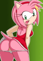  1girl amy_rose animal_ears ass breasts cleft_of_venus dress female_focus furry furry_female gradient_background green_eyes hairband nagano_tenzen open_mouth panties panty_pull pink_hair pussy solo sonic_(series) tail tongue uncensored underwear white_panties  rating:Explicit score:169 user:Nobelsdroff