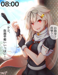 1girl adjusting_clothes adjusting_gloves baileys_(tranquillity650) black_ribbon blonde_hair blush breasts commentary_request cowboy_shot day floating_hair gloves gradient_hair hair_between_eyes hair_flaps hair_ornament hair_ribbon hairclip highres indoors kantai_collection long_hair looking_at_viewer multicolored_hair neckerchief open_mouth pleated_skirt red_eyes ribbon scarf school_uniform serafuku sidelocks signature skirt smile solo torpedo translated window yuudachi_(kancolle) yuudachi_kai_ni_(kancolle) rating:Questionable score:1 user:danbooru