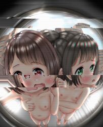  2girls balcony camera camera_view cleft_of_venus completely_nude embarrassed female_focus flat_chest glitch higegepon highres loli multiple_girls nipples nude peephole pov public_indecency public_nudity pussy scared standing surveillance tagme uncensored  rating:Explicit score:90 user:zarpon
