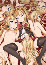 6+girls :q absurdres asanagi barefoot black_legwear blonde_hair blue_eyes cagliostro_(granblue_fantasy) clone crown cunnilingus empty_eyes flat_chest girl_sandwich granblue_fantasy highres loli long_hair looking_at_viewer lying multiple_girls multiple_persona navel nipples nude on_back open_mouth oral parted_lips sandwiched selfcest spread_legs thighhighs tiara tongue tongue_out yuri rating:Explicit score:156 user:danbooru
