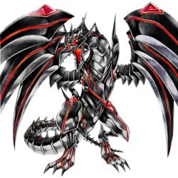  black_theme darkness dragon duel_monster metal no_humans red-eyes_darkness_metal_dragon red_theme tail wings yu-gi-oh!  rating:Sensitive score:21 user:lost_crimson