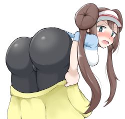  1girl 3norin annoyed artist_request ass baseball_cap bent_over blush breasts brown_hair cameltoe clothes_pull creatures_(company) double_bun from_behind game_freak green_eyes hair_bun hat highres huge_ass leaning leaning_forward long_hair looking_at_viewer looking_back nintendo open_mouth pantyhose pokemon pokemon_bw2 rosa_(pokemon) sideboob skirt skirt_pull solo very_long_hair wide_hips  rating:Questionable score:35 user:armorcrystal