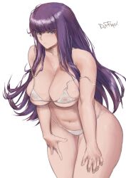  1girl absurdres breasts covered_erect_nipples curvy duffmox fern_(sousou_no_frieren) highres large_breasts long_hair navel purple_eyes purple_hair see-through solo sousou_no_frieren thick_thighs thighs tight_clothes wide_hips  rating:Explicit score:19 user:HeavenMaid