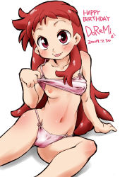 00s 1girl aged_up bikini harukaze_doremi highres konkon navel ojamajo_doremi one_breast_out pink_bikini red_eyes red_hair swimsuit two-piece_swimsuit  rating:Questionable score:28 user:rollingcomputer