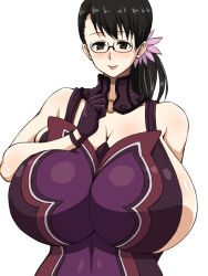  1girl black_hair breasts cattleya_(queen&#039;s_blade) gigantic_breasts glasses inu1tou mature_female ponytail queen&#039;s_blade solo  rating:Questionable score:60 user:moorsie