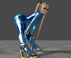 1girl 3d ass blonde_hair cosplay dead_or_alive dead_or_alive_3d glasses highres lips looking_at_viewer marie_rose samus_aran_(cosplay) simple_background solo twintails zero_suit rating:Sensitive score:34 user:Juni221
