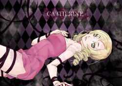  1girl atlus blonde_hair blue_eyes catherine catherine_(game) dress drill_hair female_focus long_hair minteas nail_polish solo twin_drills twintails 
