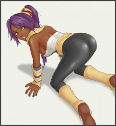  00s anus ass barefoot bent_over bleach breasts dark_skin large_breasts long_hair purple_hair shihouin_yoruichi thor_(deep_rising)  rating:Questionable score:21 user:speedo