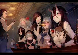 10s 1boy 6+girls ^^^ ^_^ abyssal_admiral_(kancolle) abyssal_ship admiral_(kancolle) alcohol anger_vein bar_(place) bare_shoulders bartender battleship_princess battleship_water_oni beer beer_mug belt bikini black_bikini black_dress black_hair blouse blush bottle bow bowtie breast_rest breasts breasts_on_head buckle cherry chest_tattoo choker cleavage closed_eyes cocktail cocktail_glass collarbone commentary_request crop_top crop_top_overhang cup dress drinking drinking_glass drunk female_admiral_(kancolle) food fruit gloves glowing glowing_eyes grabbing grabbing_another&#039;s_breast green_eyes hair_between_eyes hair_slicked_back hand_on_another&#039;s_head hat heart holding holding_cup hood horns indoors kantai_collection kongou_(kancolle) large_breasts looking_at_viewer mug multiple_girls neckerchief nose_blush o-ring o-ring_top off_shoulder open_mouth pale_skin pants parted_bangs photo_(object) pointy_ears re-class_battleship red_bow red_bowtie red_eyes ru-class_battleship school_uniform serafuku shirt short_sleeves silver_hair sleeveless sleeveless_dress sleeves_pushed_up small_breasts southern_ocean_war_princess spaghetti_strap sparkle spilling strap_slip strapless swimsuit ta-class_battleship tattoo topless tube_top twintails vest walzrj wet wet_clothes wet_shirt white_gloves white_shirt wine_glass yellow_eyes rating:Sensitive score:97 user:danbooru