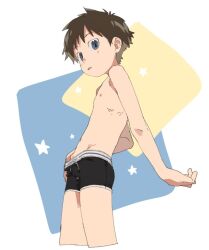  1boy 50off black_male_underwear blue_eyes brown_hair bulge looking_at_viewer male_focus male_underwear nipples original paid_reward_available pale_skin shota slender underwear underwear_only underwear_pull  rating:Questionable score:52 user:Verify45