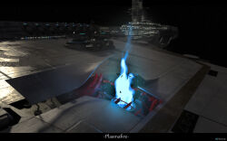  3d acxtreme advanced_ship_(eve_online) artist_name assault_ship_(eve_online) battleship_(eve_online) blue_fire caldari_state_(eve_online) cannon commentary concept_art damaged energy_cannon eve_online fire glowing glowing_hot highres military_vehicle no_humans original outdoors plasma science_fiction sky space spacecraft star_(sky) star_(symbol) starry_background starry_sky tech_2_ship_(eve_online) turret vehicle_focus 