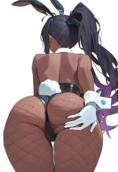  1girl ai-assisted animal_ears ass ass_focus ass_grab ayalie back bare_shoulders black_hair black_leotard breasts curvy dark-skinned_female dark_skin detached_collar fake_animal_ears fake_tail fishnet_pantyhose fishnets from_behind gloves grabbing_own_ass highleg highleg_leotard highres huge_ass karin_(blue_archive) karin_(bunny)_(blue_archive) leotard long_hair multicolored_hair official_alternate_costume pantyhose playboy_bunny ponytail purple_hair rabbit_ears rabbit_tail simple_background solo spread_ass tail thigh_gap thighs thong_leotard very_long_hair white_background white_gloves wide_hips wrist_cuffs  rating:Questionable score:136 user:thighslover_