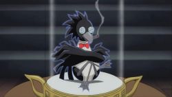  animated animated_gif bird bow bowtie crow glasses ichiban_ushiro_no_daimaou sitting smoking yatagarasu_(ichiban_ushiro_no_daimaou)  rating:Sensitive score:18 user:IzacIzac