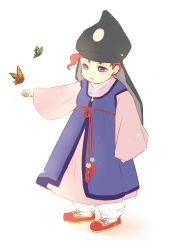 1boy aged_down bad_id bad_pixiv_id beoseon black_hat bug butterfly child closed_mouth floral_print flying full_body hanbok hat ikseongwan insect jeonbok jojo_no_kimyou_na_bouken kakyoin_noriaki korean_clothes long_sleeves male_focus outstretched_arm pencil_(haen2) purple_eyes red_footwear red_hair shoes simple_background sleeves_past_wrists smile solo standing string string_of_fate tassel white_background white_legwear wide_sleeves