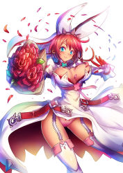  1girl blush bouncing_breasts breasts bursting_breasts curvy elphelt_valentine flower guilty_gear guilty_gear_xrd kara_(color) large_breasts looking_at_viewer panties rose skirt smile solo thighs underwear  rating:Questionable score:38 user:woolfyx