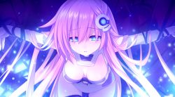  10s 1girl blue_eyes breasts cleavage cleavage_cutout clothing_cutout female_focus highres leotard long_hair nepgear neptune_(series) pink_hair purple_hair purple_sister solo symbol-shaped_pupils tsunako  rating:Questionable score:24 user:Aphrah