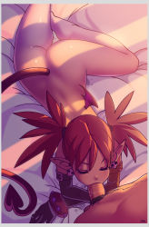  1boy 1girl ass back bad_id bad_tumblr_id bat_wings black_gloves blush closed_eyes cock_ring demon_girl demon_tail demon_wings disgaea earrings elbow_gloves etna_(disgaea) fellatio from_above gloves hetero highres interspecies jewelry lying makai_senki_disgaea nude on_stomach optionaltypo oral penis pink_hair pointy_ears pov pussy_juice pussy_juice_stain red_hair red_theme saliva sex_toy skull_earrings solo_focus sunlight tail twintails uncensored wings  rating:Explicit score:467 user:dmysta3000