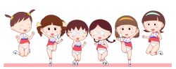 6+girls black_eyes brown_hair cheerleader chibi_maruko-chan glasses honami_tamae jougasaki_himeko jumping loli multiple_girls panties sasayama_kazuko sawai_(chibi_maruko-chan) tsuchihashi_toshiko uchida_keiko underwear