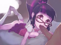  1girl ass bow bowtie breasts clothed_female_nude_male conoghi feet fellatio glasses hetero high_ponytail large_penis loli looking_at_another looking_over_eyewear lying my_little_pony my_little_pony:_equestria_girls my_little_pony:_friendship_is_magic no_bra no_panties no_shoes nude on_stomach open_clothes open_shirt oral penis pink_eyes ponytail skirt_around_belly small_areolae small_breasts small_nipples socks toes twilight_sparkle veins veiny_penis white_legwear  rating:Explicit score:180 user:scatoro
