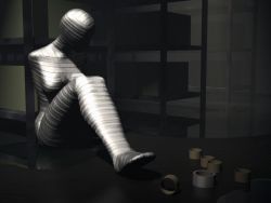 absurdres artist_request bdsm bondage bound duct_tape highres mummification mummy rating:Questionable score:7 user:inky