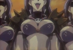  1990s_(style) 1girl animated animated_gif bouncing_breasts breasts cleavage clone female_focus jewelry large_breasts long_hair midriff naga_the_serpent necklace nipples no_bra skull slayers  rating:Questionable score:49 user:Jashinslayer