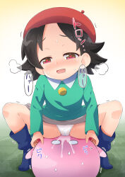  1boy 1girl adeleine after_rape black_hair blue_socks blush corruption cum facial female_ejaculation female_orgasm femdom full_body girl_on_top green_hair hat heart heart-shaped_pupils highres japanese_text kirby kirby_(series) kirby_64 loli naughty_face nintendo no_shoes open_mouth orgasm panties pussy_juice rape red_eyes red_headwear short_hair sitting sitting_on_face sitting_on_person socks spread_legs sweat symbol-shaped_pupils trembling underwear white_panties yuuma_(skirthike)  rating:Explicit score:63 user:CoomDontCare