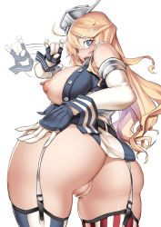 10s 1girl american_flag_legwear ass bare_shoulders belt blonde_hair blue_eyes blush breasts cleft_of_venus curvy elbow_gloves from_behind garter_straps gloves headgear ion_(cation) iowa_(kancolle) kantai_collection large_breasts long_hair looking_at_viewer looking_back miniskirt nipples open_mouth puffy_nipples pussy sexually_suggestive skirt slapping solo sparkling_eyes star-shaped_pupils star_(symbol) striped_clothes striped_skirt striped_thighhighs symbol-shaped_pupils thighhighs uncensored vertical-striped_clothes vertical-striped_skirt vertical-striped_thighhighs wide_hips rating:Explicit score:59 user:xxERTxx