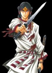  1990s_(style) 1boy black_hair jewelry kofun_period lowres male_focus sash sheath simple_background solo sword watsuki_nobuhiro weapon yamato_takeru yamato_takeru_(manga) 