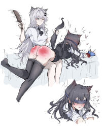  2girls ;d absurdres alternate_costume animal_ears arknights ascot ass bdsm black_pantyhose black_vest blindfold blush bondage bound bound_arms breasts clothes_pull comic covered_eyes femdom grey_eyes grey_hair highres lappland_(arknights) large_breasts long_hair long_sleeves lying motion_lines multiple_girls on_stomach one_eye_closed open_mouth pantyhose pantyhose_pull parted_lips shirt smile spanked spanking tail tail_grab tan_kuten texas_(arknights) texas_the_omertosa_(arknights) very_long_hair vest white_ascot white_shirt wolf_ears wolf_girl wolf_tail yuri 单句点  rating:Questionable score:115 user:danbooru
