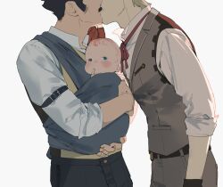  1other 2boys check_copyright child copyright_request couple cowboy_shot facial_hair family formal from_side highres husband_and_husband kiss kiss_day male_focus multiple_boys mustache original profile short_hair sideburns_stubble standing stubble thick_mustache worvies yaoi 