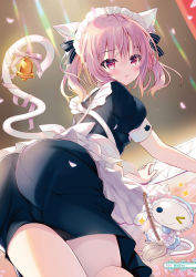  &gt;_o 1girl absurdres all_fours animal animal_ear_fluff animal_ears apron ass bell black_bow black_dress blue_dress bow cat cat_ears cat_girl cat_tail closed_mouth clothed_animal dress frilled_apron frills from_behind hair_between_eyes hair_bow heterochromia highres holding looking_at_viewer looking_back maid maid_headdress mop one_eye_closed original petals pink_hair pink_ribbon puffy_short_sleeves puffy_sleeves purple_eyes ribbon shiwasu_horio short_sleeves sidelocks solo sparkle striped striped_bow tail tail_ornament tail_raised tail_ribbon tears twintails wavy_mouth  rating:Sensitive score:12 user:danbooru