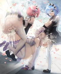 3girls ^^^ anal ass bare_shoulders black_footwear blue_eyes blue_hair blunt_bangs blush boots breasts censored clenched_teeth clothed_sex clothing_cutout collar cum cum_in_ass cum_in_mouth cum_inflation cum_overflow deepthroat detached_collar detached_sleeves doggystyle double_penetration ejaculation emilia_(re:zero) excessive_cum fellatio flower frilled_collar frilled_skirt frilled_sleeves frills futa_with_female futanari group_sex hair_flower hair_ornament hair_over_one_eye hair_ribbon hanging_breasts head_grab heart heart-shaped_pupils highres huge_testicles inflation irrumatio large_breasts long_hair looking_down maid maid_headdress matching_hair/eyes medium_breasts mosaic_censoring motion_blur motion_lines multiple_girls nipples oral pink_hair pointless_censoring projectile_cum purple_ribbon ram_(re:zero) re:zero_kara_hajimeru_isekai_seikatsu red_eyes rem_(re:zero) ribbon rolling_eyes roswaal_mansion_maid_uniform sex sex_from_behind shoes short_hair shoulder_cutout siblings sinensian sisters skirt sleeves_past_wrists smile spitroast standing symbol-shaped_pupils teeth testicles thick_thighs thigh_boots thighhighs thighs threesome tiptoes tongue tongue_out topless twins white_hair white_thighhighs wide_sleeves x_hair_ornament rating:Explicit score:452 user:DarthDaniel96