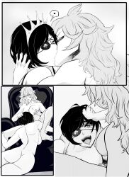  2girls absurdres black_clover black_hair breasts breasts_out cunnilingus eyepatch forced_kiss hand_on_another&#039;s_head hand_on_own_chest highres kiss large_breasts manga_page medium_breasts mereoleona_vermillion multiple_girls muscular muscular_female nipples nude open_mouth oral short_hair sitting smile vanica_zogratis yuri  rating:Explicit score:41 user:UnknownC