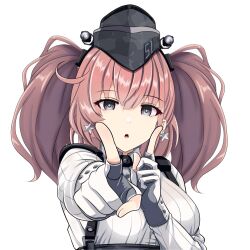  1girl atlanta_(kancolle) brown_hair earrings jewelry looking_at_viewer multicolored_hair shirt solo star_(symbol) star_earrings tk8d32 two-tone_hair white_shirt  rating:General score:1 user:QQWWU