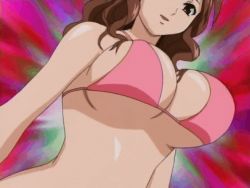 00s 1girl akahori_gedou_hour_rabuge animated animated_gif bikini bikini_top_only bouncing_breasts breasts brown_eyes brown_hair cleavage hokke_otone large_breasts long_hair lowres screencap solo swimsuit wavy_hair rating:Questionable score:44 user:TendouS