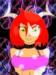 bad_tag breasts demon demon_girl hell_girl_(meian) horns huge_breasts meian red_hair demon_girl yellow_green_eyes rating:Questionable score:0 user:Meian