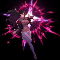  1girl black_hair breasts fate/empire_of_dirt fate/extra fate/extra_ccc fate_(series) full_body haoni large_breasts long_hair looking_at_viewer parted_bangs sessyoin_kiara smile solo very_long_hair wavy_hair yellow_eyes  rating:Sensitive score:17 user:danbooru