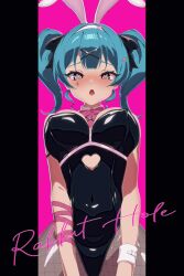  1girl animal_ears animated animated_gif bare_shoulders black_leotard blue_eyes blue_hair blush bouncing_breasts bow bowtie breasts detached_collar fake_animal_ears hair_ornament hatsune_miku heart heart-shaped_pupils highres implied_sex leotard looking_at_viewer looping_animation medium_breasts open_mouth pantyhose pink_pupils playboy_bunny pure_pure_(rabbit_hole) rabbit_ears rabbit_hole_(vocaloid) scene_reference solo symbol-shaped_pupils teardrop_facial_mark theobrobine twintails vocaloid x_hair_ornament  rating:Questionable score:223 user:PuttHutt