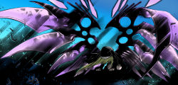  1girl abstract aidanak47 chain chaos_(sora_no_otoshimono) claws colorized highres mechanical_wings monster sora_no_otoshimono wings 