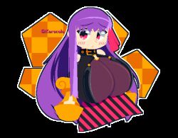  1girl animated animated_gif black_choker blinking blush breasts choker fate/extra fate/grand_order fate_(series) heart huge_breasts kerocolaa mechanical_arms passionlip_(fate) pixel_art purple_hair red_eyes signature 