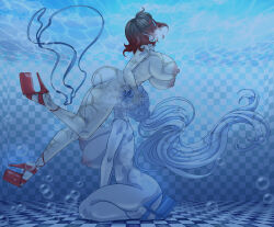  2girls absurdres asphyxiation breasts brown_hair bubble character_request completely_nude copyright_request cunnilingus drowning goggles high_heels highres huge_breasts karuro-kun large_breasts long_hair medium_hair multiple_girls nipples nude oral peril pool ruby_rose rwby seiza sitting underwater very_long_hair weiss_schnee white_hair yuri  rating:Explicit score:40 user:Zantonella