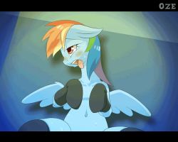  1girl ahegao animated animated_gif artist_name blush fucked_silly furry lying my_little_pony my_little_pony:_friendship_is_magic navel nude orgasm oze_(zoexm177) pov rainbow_dash sex spread_legs thighhighs tongue wings 