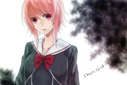  1girl bow chaos;child collarbone onoe_serika pink_hair school_uniform solo tagme  rating:Questionable score:1 user:144445151864513224521