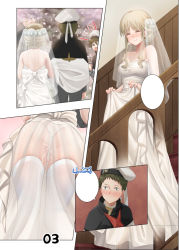 1girl aftersex bare_back bare_shoulders blush bride close-up closed_eyes closed_mouth cum cum_in_pussy darling_in_the_franxx dress haneru kokoro_(darling_in_the_franxx) light_brown_hair netorare panties see-through see-through_skirt skirt thighhighs underwear wedding wedding_dress white_panties rating:Explicit score:123 user:danbooru