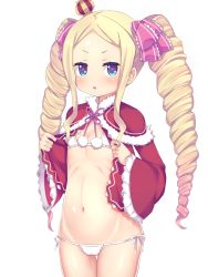 +_+ 1girl beatrice_(re:zero) blue_eyes blush bow bra butterfly-shaped_pupils commentary_request cowboy_shot crown drill_hair flat_chest frilled_sleeves frills gradient_hair groin hair_bow loli long_hair long_sleeves looking_at_viewer lowleg lowleg_panties mini_crown multicolored_hair navel ozu_yugurou panties pink_bow pink_hair pom_pom_(clothes) re:zero_kara_hajimeru_isekai_seikatsu revision ribbon side-tie_panties simple_background solo standing stomach symbol-shaped_pupils twin_drills twintails underwear undressing very_long_hair white_background white_bra white_panties white_ribbon wide_sleeves rating:Questionable score:123 user:danbooru