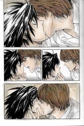  00s 2boys death_note kiss l_(death_note) male_focus multiple_boys yagami_light yaoi  rating:Questionable score:28 user:WiseOldUnicorn