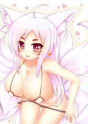  1girl animal_ears ara_haan ara_han between_breasts bikini breasts earrings elsword food fox_ears fox_tail jewelry kane-neko kitsune kyuubi large_breasts long_hair micro_bikini multiple_tails original pink_hair popsicle red_eyes sexually_suggestive simple_background smile solo swimsuit tail thong tongue tongue_out undressing  rating:Questionable score:11 user:deoxew