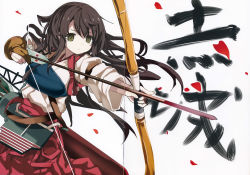  10s absurdres akagi_(kancolle) bow brown_hair highres kantai_collection simple_background tagme  rating:Sensitive score:3 user:anooooon